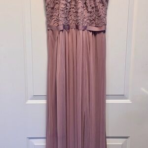 David's Bridal Pink Strapless Pleated Gown